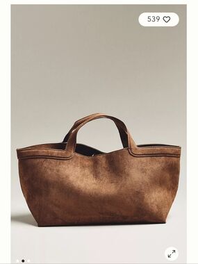 Anthropologie Faux-Suede East West Tote Bag in Tan
